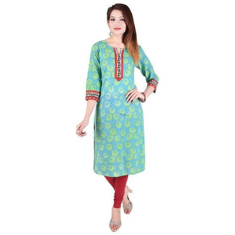 Straight 3 4th Sleeve Party Wear Designer Cotton Kurtis Wash Care