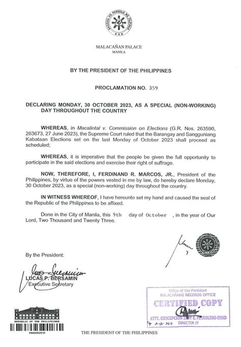 President Marcos Declares October Monday A Special Non