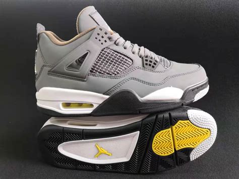 2019 Air Jordan 4 Retro Silver Grey Yellow Shoes 19og81812 7800