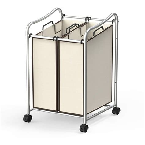 Simplehouseware 2 Bag Heavy Duty Rolling Laundry Sorter Cart Chrome