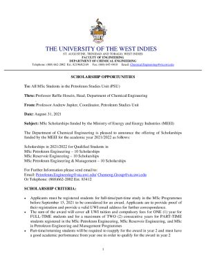 Fillable Online Sta Uwi Scholarship Application Form Pdf Uwi