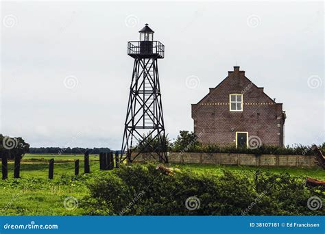 An Old Lighthouse Stock Image Image Of Green Land Zuiderzee