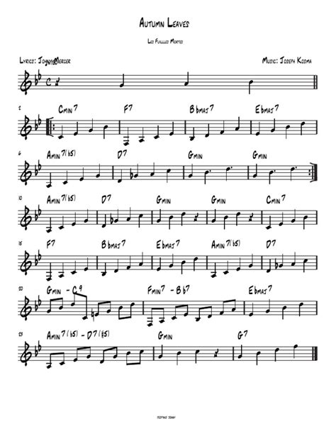 Autumn Leaves Lead Sheet Pdf