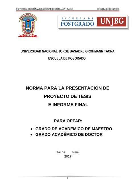 Pdf Norma Para La PresentaciÓn De Proyecto De Tesis E … · De