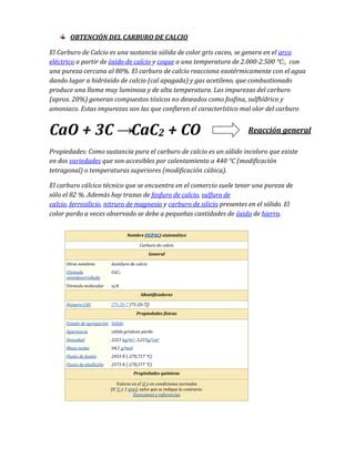 Obtencion De Carburo De Calcio 1 PDF