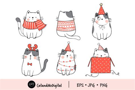 Funny Cat In Christmas Clip Art Graphic By Catandme · Creative Fabrica