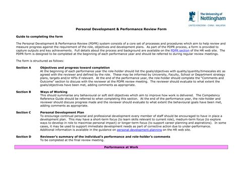 Personal Development Performance Review Form