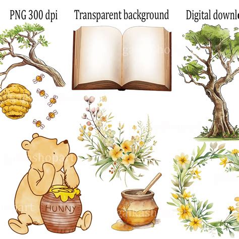 Conjunto de diseños de sublimación con Winnie the Pooh clásico Etsy