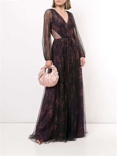 Marchesa Notte Bridesmaids Sheer Floral Maxi Dress Farfetch