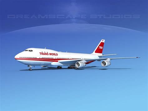 Boeing 747-100 TWA 2 3D model rigged | CGTrader