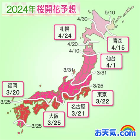 2024年桜の開花予想日・満開予想日 春の陽気で開花、満開は早い ｜ お天気com