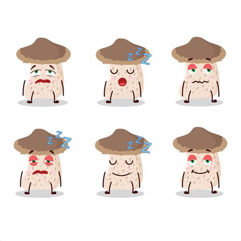 Cartoon character of shiitake mushroom with sleepy expression 28339845 ...