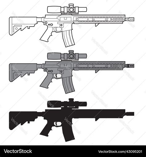 Ar Rifle Gun Modern Weapon Design Royalty Free Vector