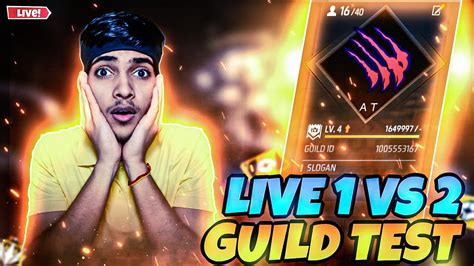 Guild Test Live 1 Vs 2 😘 100 Fair Testing 👽 Freefirelive Rggamer