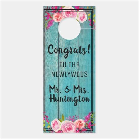 Rustic Floral Blue Barnwood Wedding Do Not Disturb Door Hanger Zazzle