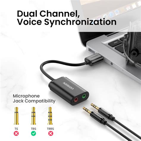 UGREEN Sound Card USB Audio Interface 3 5mm Microphone Audio Adapter