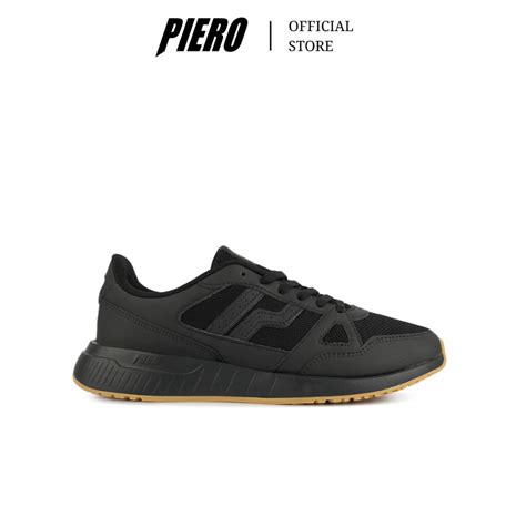 Jual Piero Sepatu Sneakers Pria Rusher Mono Black Gum Black