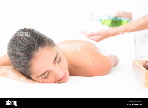 Beautiful Brunette Enjoying An Oil Massage Stock Photo Alamy