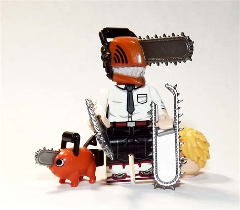 Minifigure Custom Toy Chainsaw Man Denji With Pochita Horror Anime