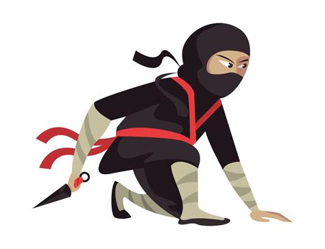 Ninja Warrior With Dagger Vector Art At Vecteezy