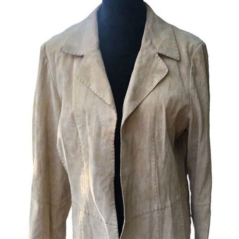 Coldwater Creek Long Beige Leather Jacket Size Large Gem