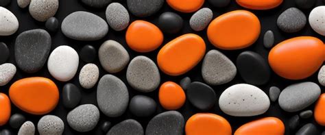 Premium Photo Tranquil Zen Garden Pebbles Neon Orange Accent On Ash