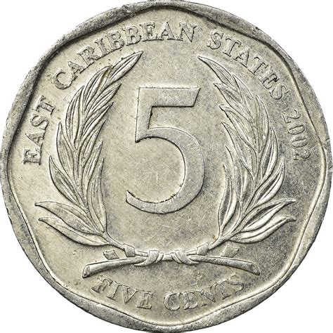 Coin East Caribbean States Elizabeth II 5 Cents 2002 British Royal