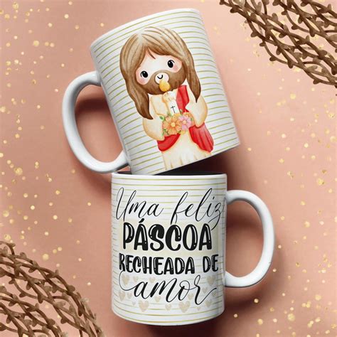 Caneca Personalizada Feliz Páscoa Presente Jesus Religião Fé