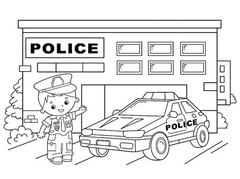 Free Police Station Coloring Page - Free Printable Coloring Pages for Kids