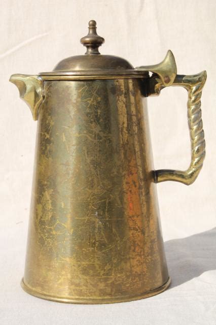 Heavy Solid Brass Coffee Pot Vintage Colonial Virginia Metalcrafters