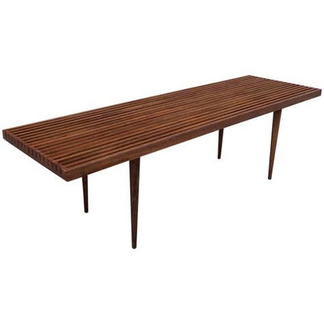 Mid Century Modern Slat Walnut Coffee Table Bench By Mel Smilow At 1stdibs