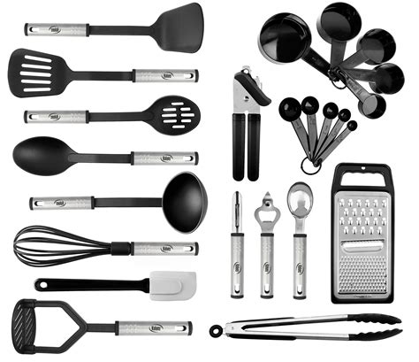 Kitchen Utensil Set 24 Nylon Stainless Steel Cooking Supplies Non