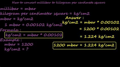 How To Convert Bar To Kilogram Per Meter Square Pressure