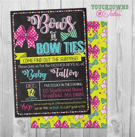 Bows Or Bowties Invitation Baby Revealing Party Invitation Bows Or