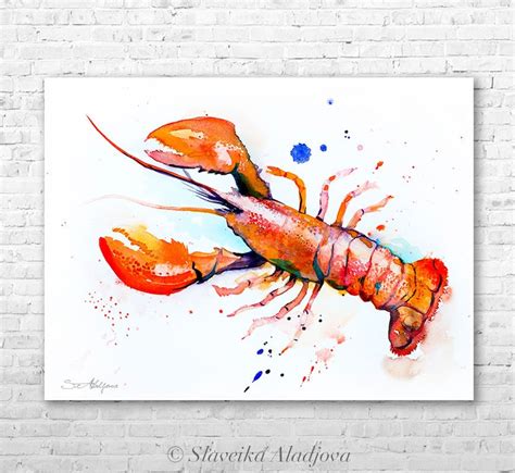 Lobster Watercolor Painting Print by Slaveika Aladjova Art - Etsy