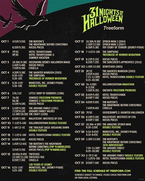 Freeform 31 Nights Of Halloween 2024 Schedule Meaning - Penni Blakeley