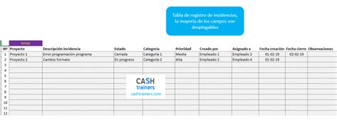 Plantilla Excel Gesti N Y Control De Incidencias Asignadas A Proyectos