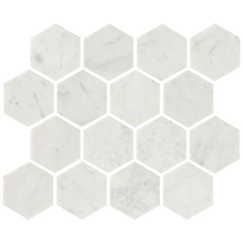 Natural Stone 70x80 Carrara Hexagon Mosaic Tiles Calibre Concepts