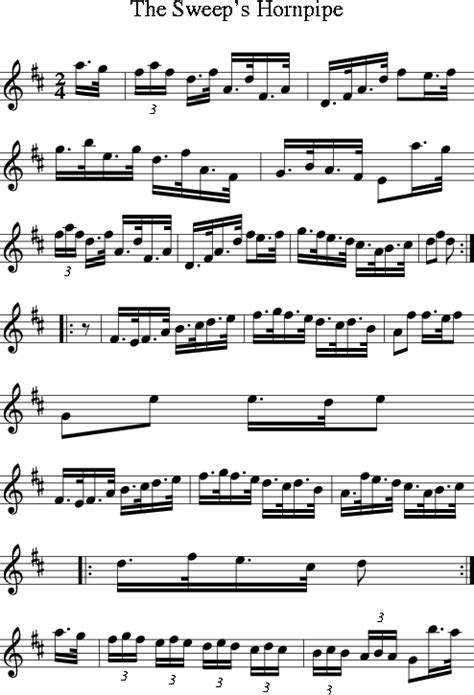 Sweep S Hornpipe The Irish Folk Song Ireland For Treble Clef