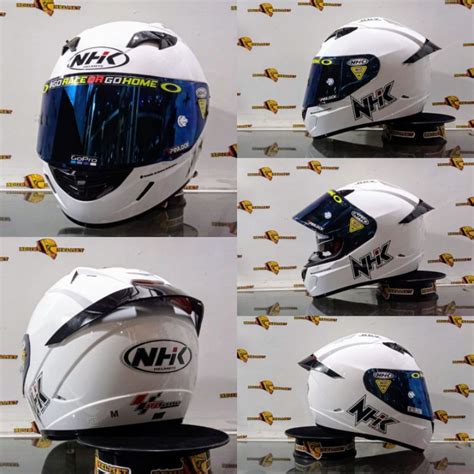 Jual Helm Full Face Nhk Gp Putih Polos Paket Ganteng Red Bull