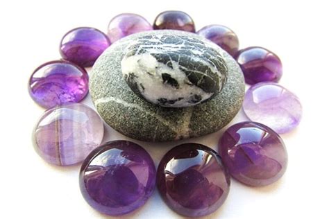 Natural Amethyst Cabochons Mm Purple Gemstone Cabochon Round Etsy