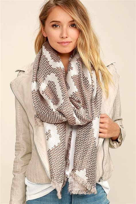 Lovely Taupe Scarf Woven Scarf Print Scarf 3400 Lulus