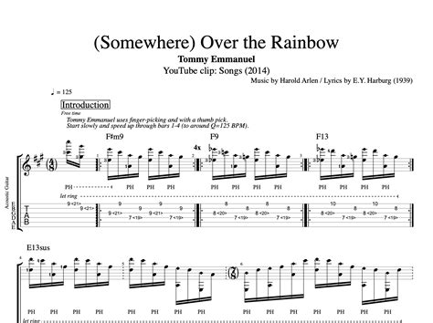 Somewhere Over The Rainbow Tommy Emmanuel Guitar Tab Sheet