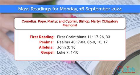 Daily Mass Readings For Monday September Catholic Gallery