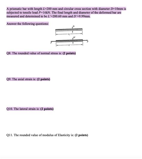 Solved A Prismatic Bar With Length L 200 Mm And Circular Cross