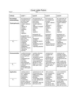 Fillable Online Cover Letter Rubric Fax Email Print Pdffiller