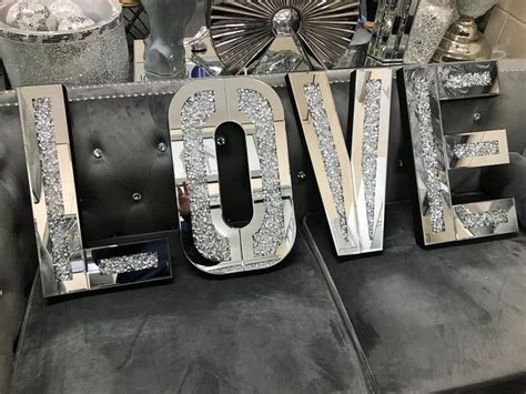 Silver Mirror Glass Love Letters Sign Wall Hanging Art Plaque Etsy