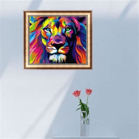 Uk D Lion Color Peinture Diamant Broderie Animaux Point De Croix Kit