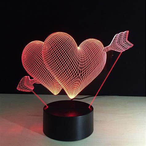 Romantic 3d Glow Led Night Light 7 Colors Optical Illusion Lamp Touch