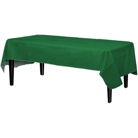 Crown Dark Green Rectangle Flannel Backed Vinyl Tablecloth Solid Color Quality Waterproof